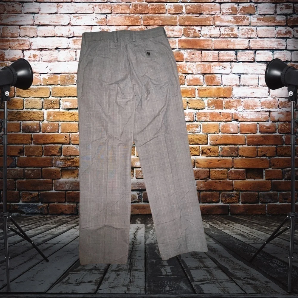 Banana Republic Beige Plaid Wool Blend Trousers, Sophisticated - Size 30/32